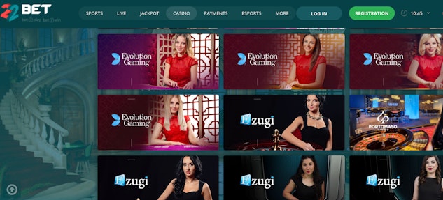 22bet mobile home